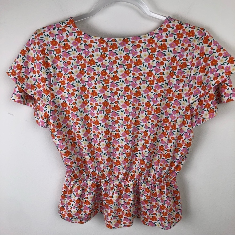Ava Rose Floral Spring flowers layered sleeve blouse size: M - Picture 9 of 10